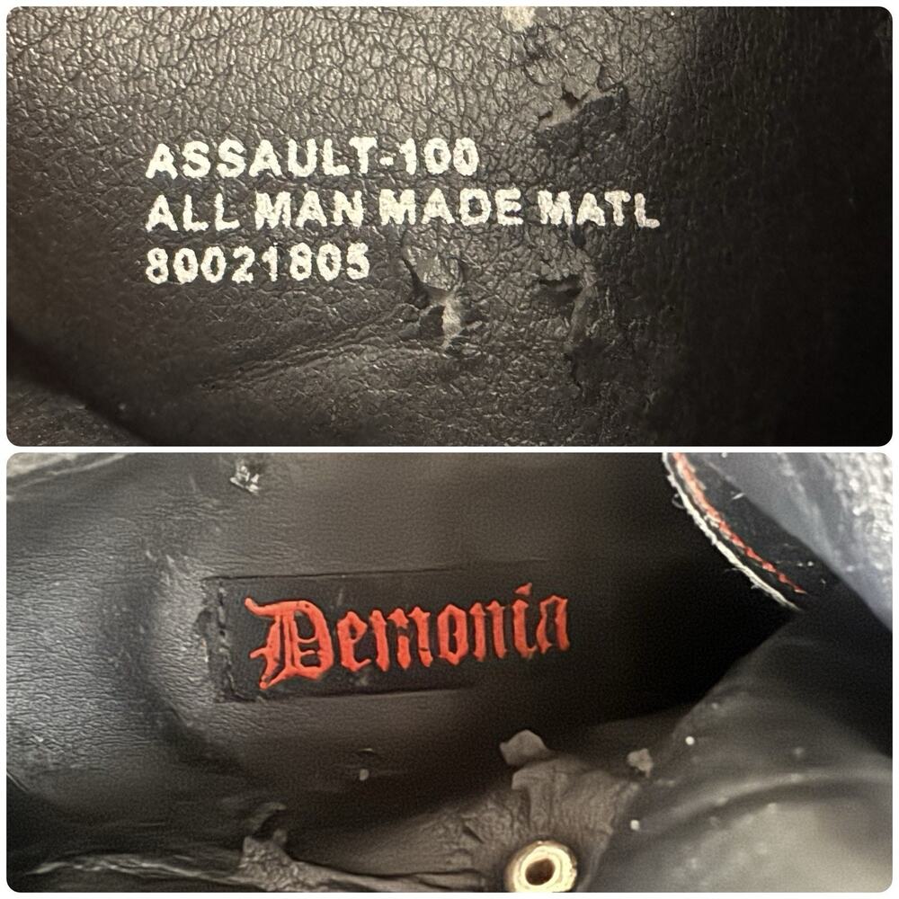 Demonia Assault-100 Black Vegan Platform Combat Boots Side Zip Up Goth Size 8 - Picture 12 of 12